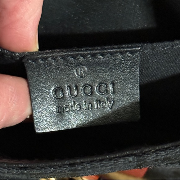 AUTH GUCCI HORSEBIT shoulder bag black pink stripe monogram stud bamboo detail - Picture 7 of 16